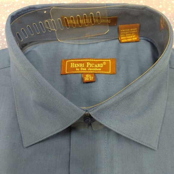 HENRI PICARD BY DON JONATHAN ROYAL BLUE DRESS SHIRT. - Picture 3 of 3